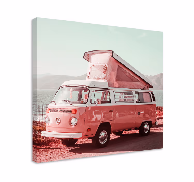 ροζ vintage βαν ρετρό καμβά τέχνη - TenStickers