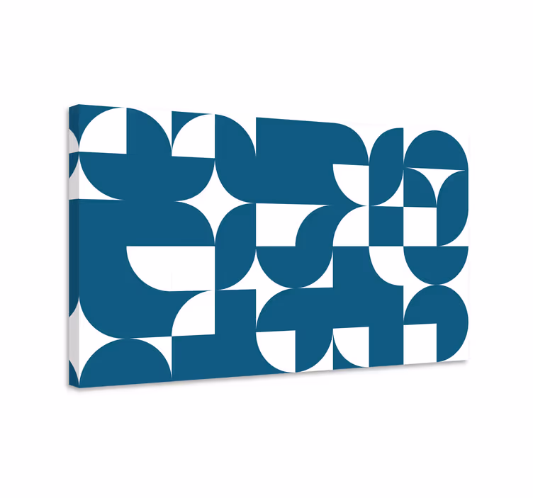 μπλε και άσπρο μοτίβο γεωμετρικό καμβά - TenStickers