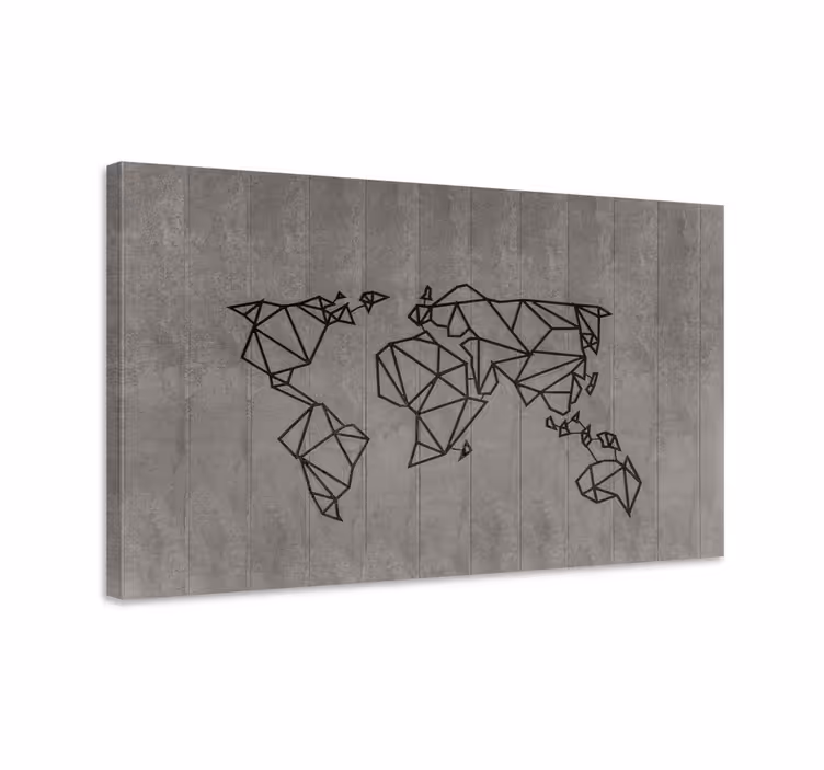γκρι και μαύρο εκτύπωση καμβά 3d worldmap - TenStickers