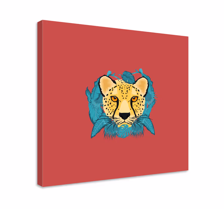 Ζωγραφική καμβά με ζώα Τσίτα με φύλλωμα - TenStickers