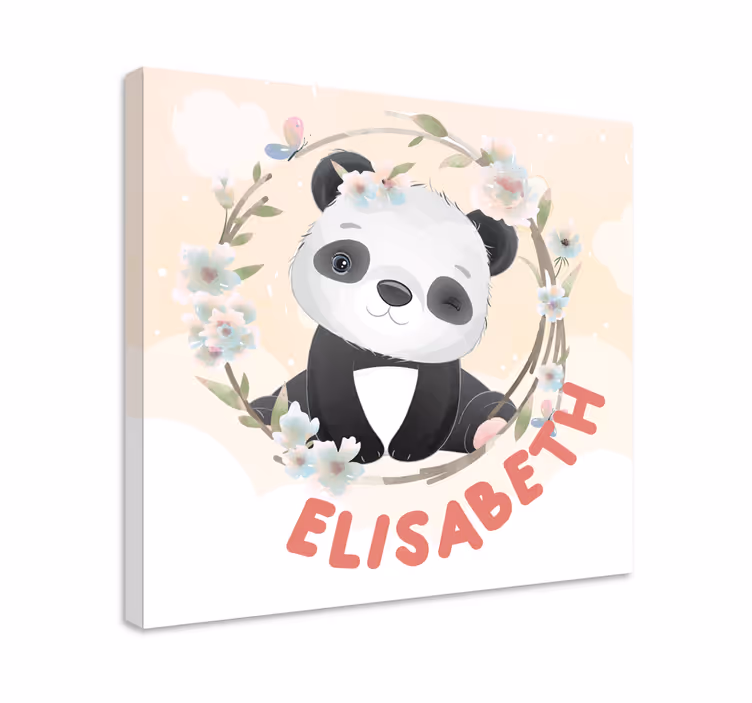 χαριτωμένα ζώα panda με καμβά ονόματος - TenStickers