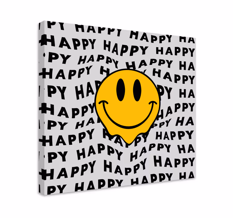 μεγάλο smiley χαρούμενο πρόσωπο ρετρό καμβάς - TenStickers
