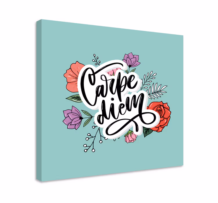 Carpe diem ροζ floral μοτίβο καμβά - TenStickers