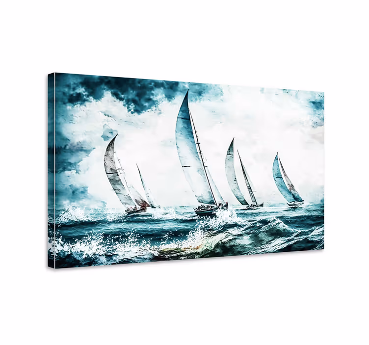 Ζωγραφική καμβά για την τραπεζαρία pintura veleros en el mar - TenStickers