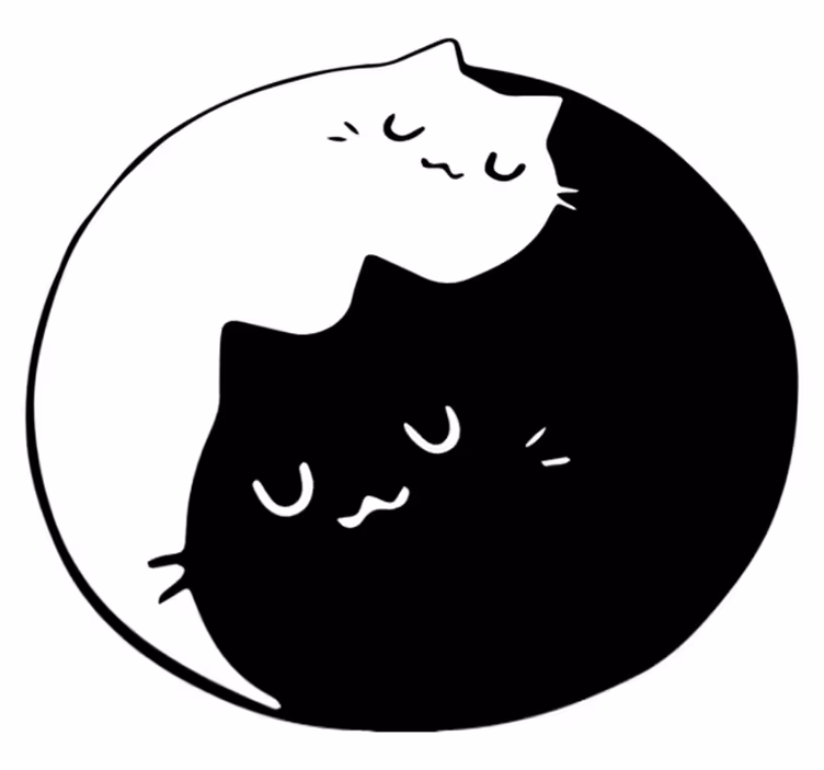 Χαλί με εκτύπωση ζώου γάτες yin yang - TenStickers