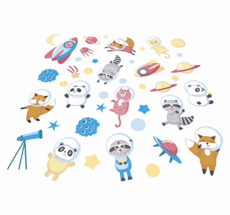 Χαλί με εκτύπωση ζώου Αστεροναύτες Ζώα - TenStickers