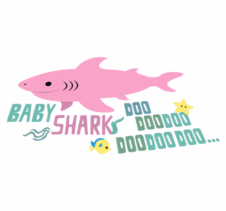 Χαλί με εκτύπωση ζώου και στίχοι του baby shark - TenStickers