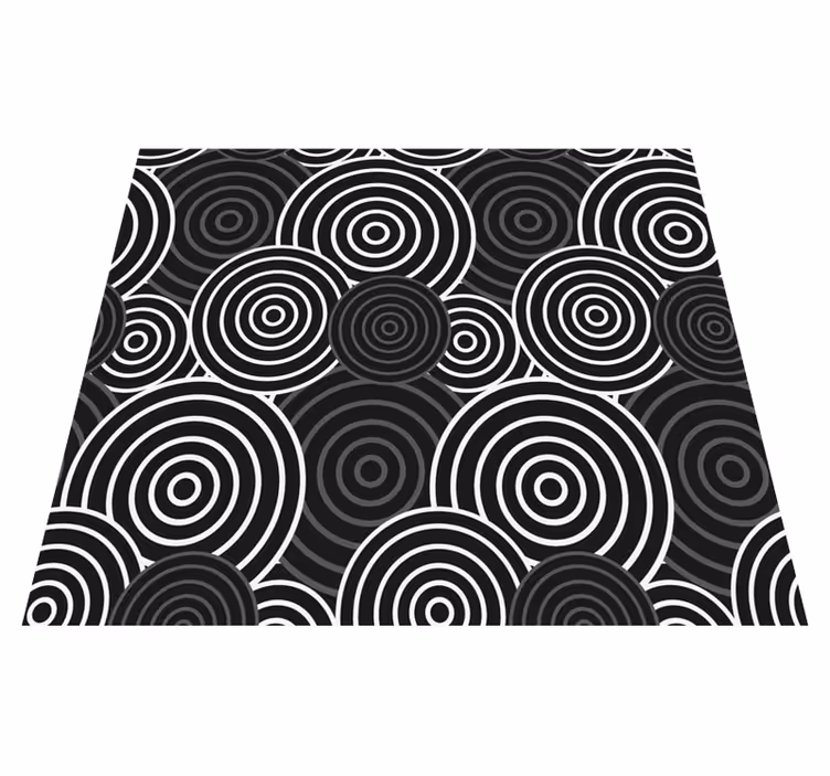 Χαλί γεωμετρικού σχεδιασμού με μαύρο κύκλο σε φόντο - TenStickers