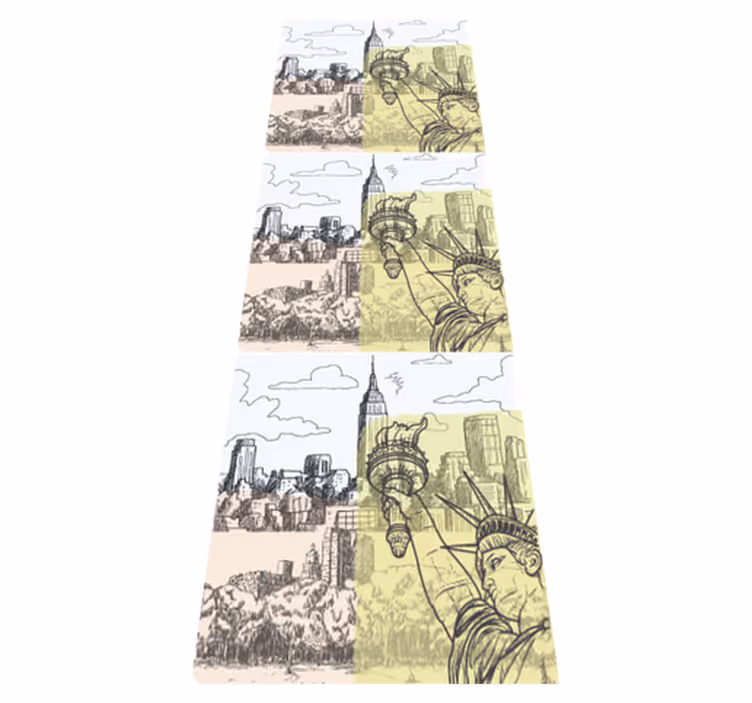 Χαλί κρεβατοκάμαρας vintage παλιό σχολείο nyc κολάζ - TenStickers