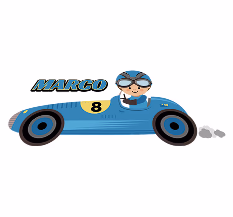 Παιδικό χαλί δαπέδου αυτοκίνητο formula 1 με όνομα - TenStickers