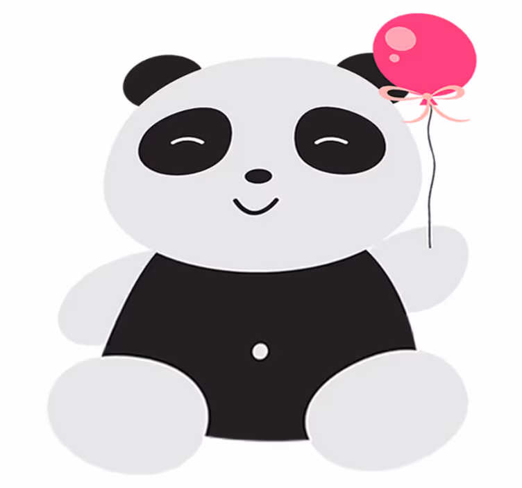 Παιδικό χαλί δαπέδου με αρκουδάκι panda και ροζ μπαλόνι - TenStickers