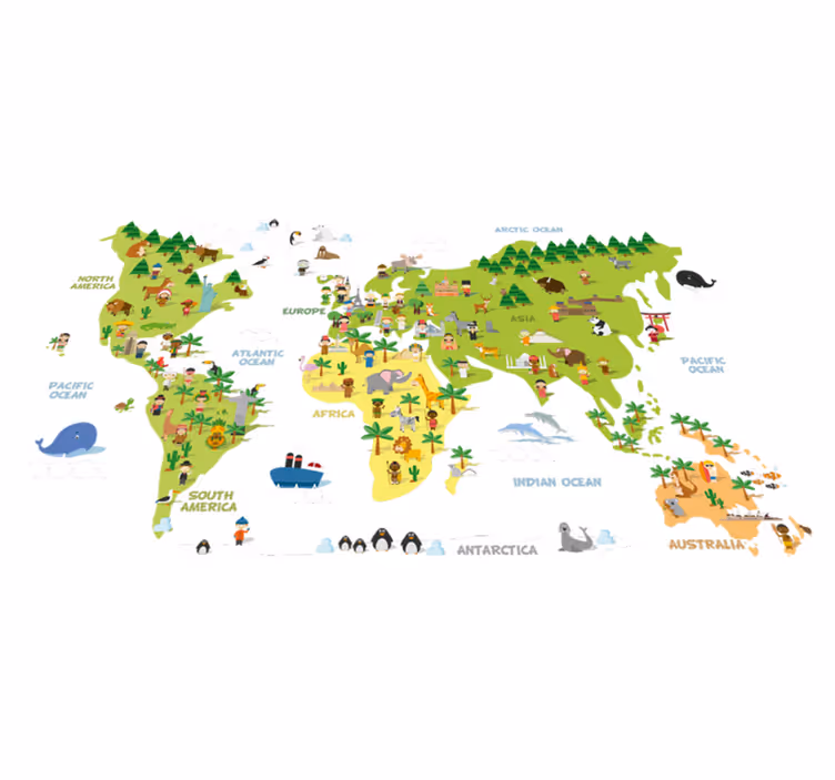 Χαλί παγκόσμιου χάρτη mapa personas στα αγγλικά - TenStickers