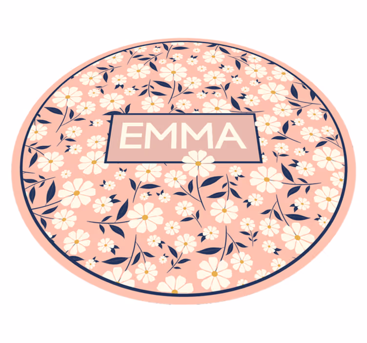 προσωποποιημένο floral χαλί βινυλίου με όνομα - TenStickers