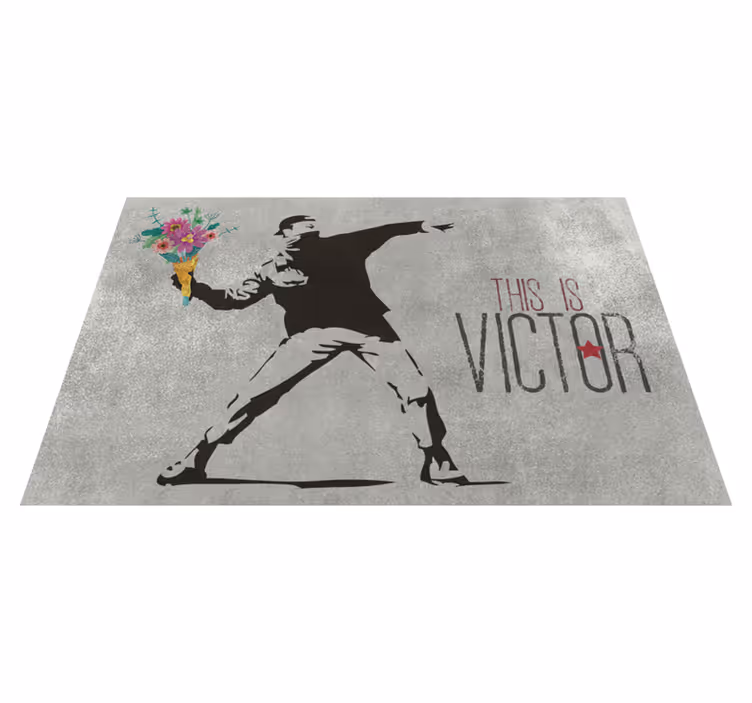 Bansky ανθοδέσμη βινυλίου χαλί με όνομα - TenStickers