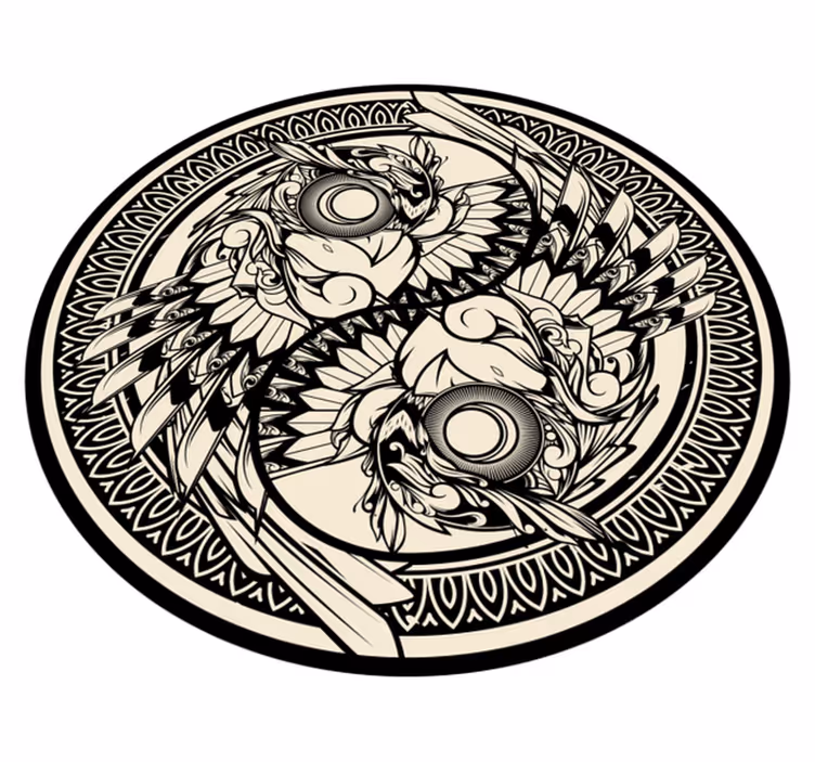Yin yang κουκουβάγια doodle στολίδι υπνοδωμάτιο κουβέρτα - TenStickers