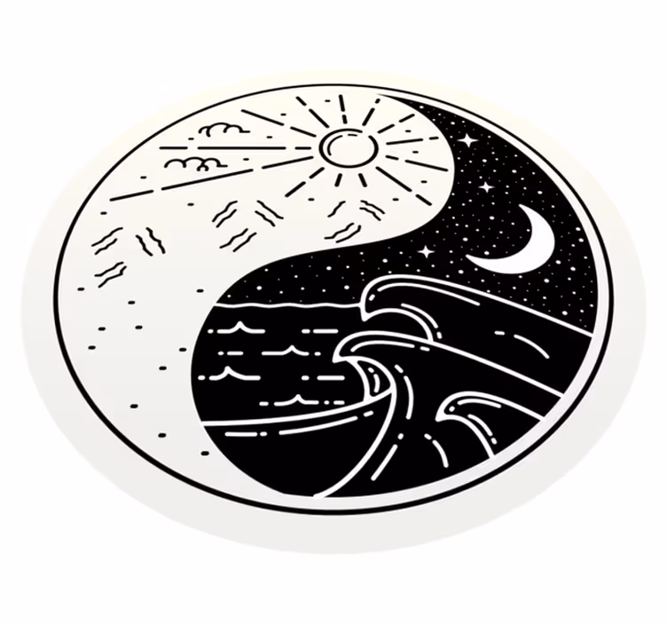 Yin yang ήλιο και φεγγάρι μοντέρνο χαλί - TenStickers