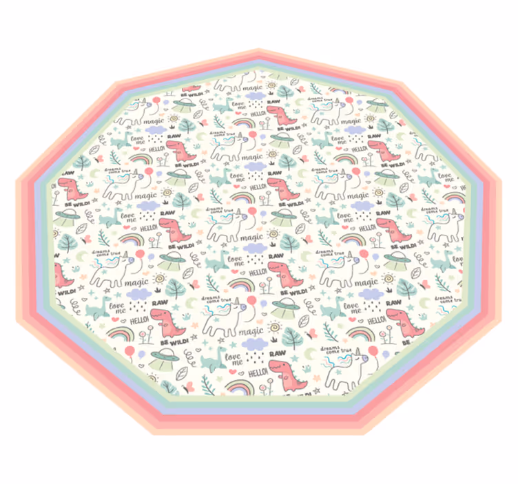 δεινόσαυροι σε στυλ doodle και μοτίβο μονόκερου - TenStickers