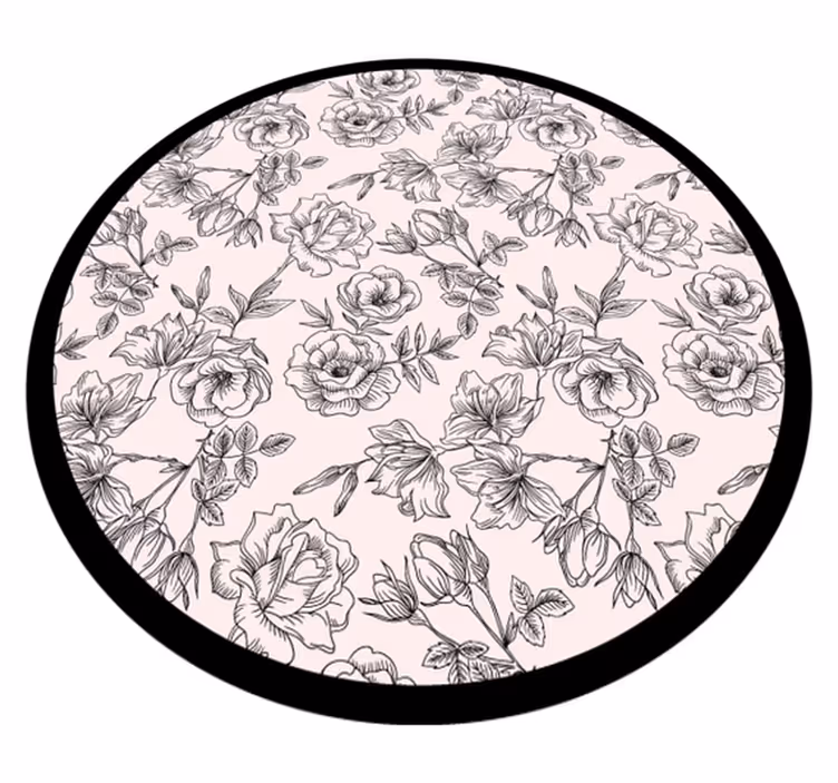 μαύρο και άσπρο floral χαλί βινυλίου για το σπίτι - TenStickers