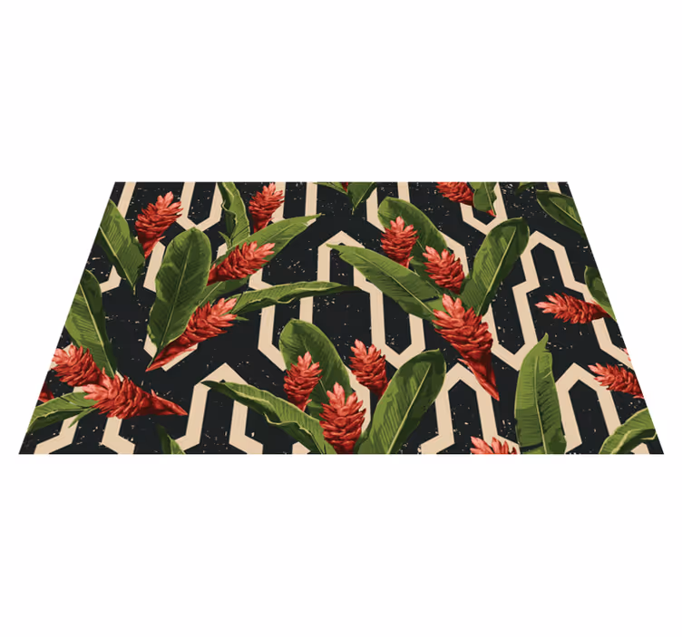 Vintage τροπικά φύλλα floral χαλί - TenStickers