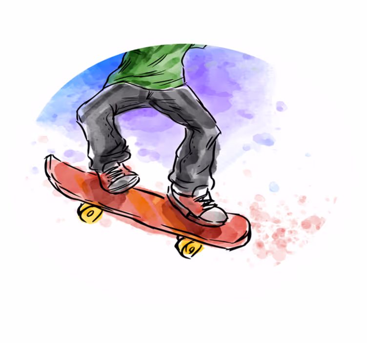 ακουαρέλα skateboarding έφηβος κουβέρτα βινυλίου - TenStickers