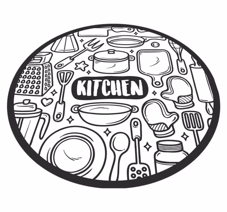Doodle γκρι εργαλεία πλακάκια δαπέδου κουζίνας - TenStickers