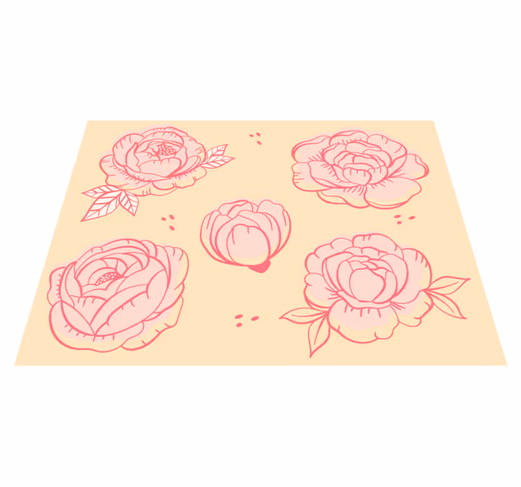 ροζ χαλί peony σκίτσα - TenStickers