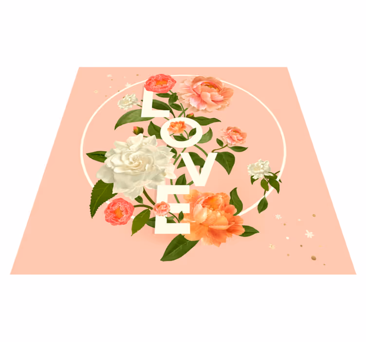 παιωνία αγάπη κειμένου floral χαλί - TenStickers