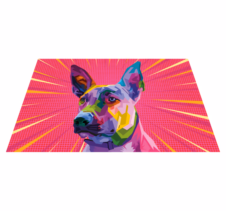 ουράνιο τόξο pop art σκύλος ζωικό χαλί βινυλίου - TenStickers