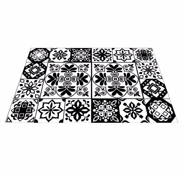 μονόχρωμο χαλί βινυλίου mandala - TenStickers