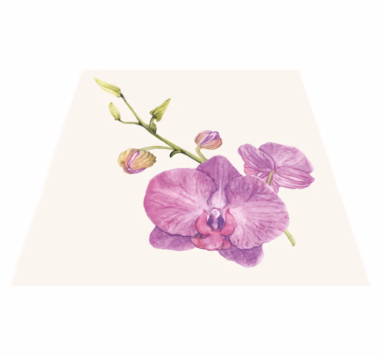 εικονογραφημένη ορχιδέα λευκό φόντο floral χαλί - TenStickers