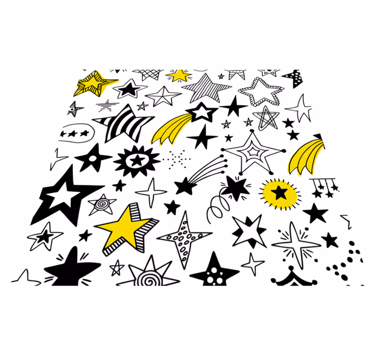 Doodle αστέρια τετράγωνο βινύλιο χαλί - TenStickers