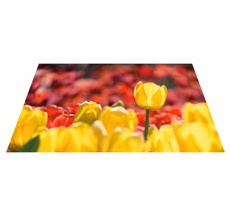 Floral χαλί κόκκινες και κίτρινες τουλίπες - TenStickers