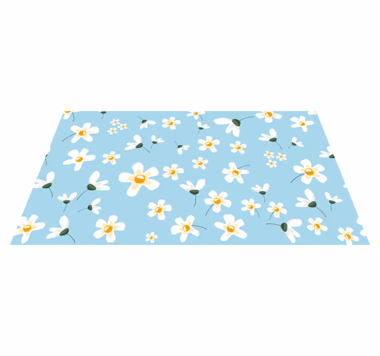 μπλε φόντο με floral χαλί μαργαρίτες - TenStickers