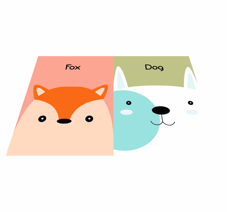 παιδικό χαλί δαπέδου πρόσωπα αλεπούς και σκύλου - TenStickers