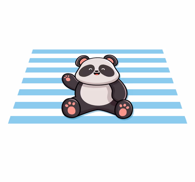 ευτυχισμένο panda σε ριγέ φόντο ζωική κουβέρτα - TenStickers