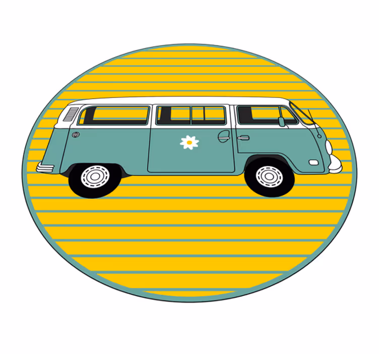 μίνι λεωφορείο με ρίγες vintage χαλί - TenStickers
