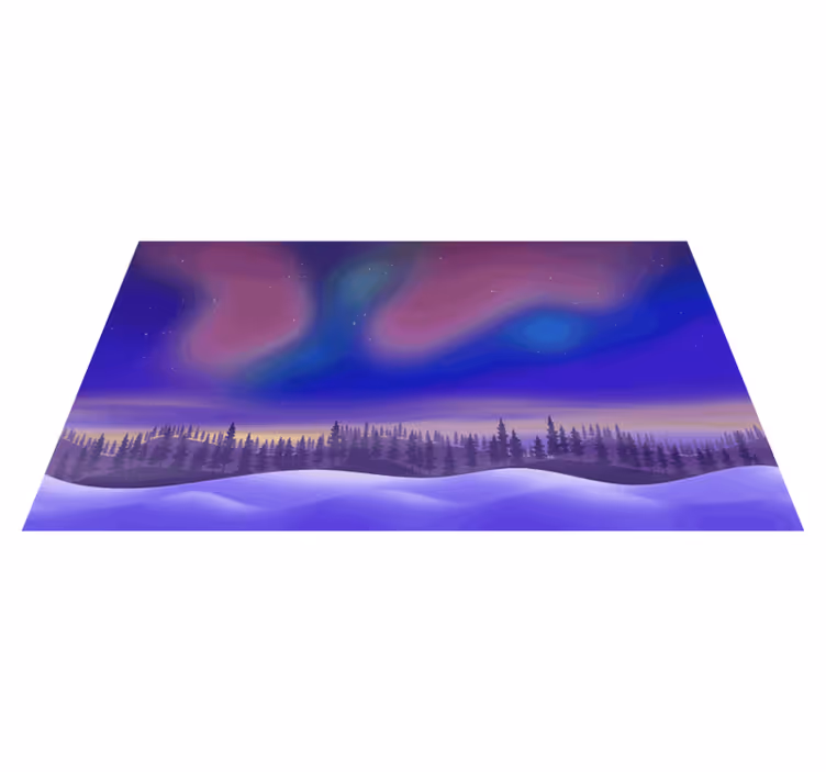Aurora borealis με χιόνι μοντέρνο χαλί - TenStickers
