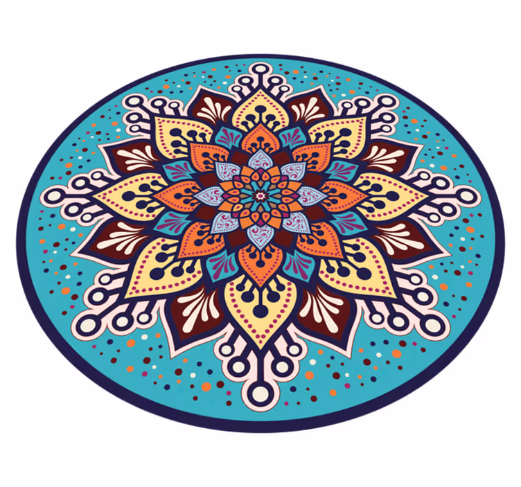 μπλε και πορτοκαλί ήλιο από χαλί βινυλίου mandala - TenStickers