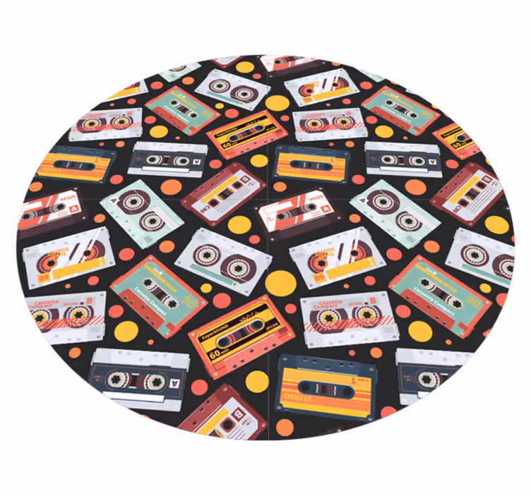 Vintage κασέτα μοτίβο κυκλικό χαλί - TenStickers