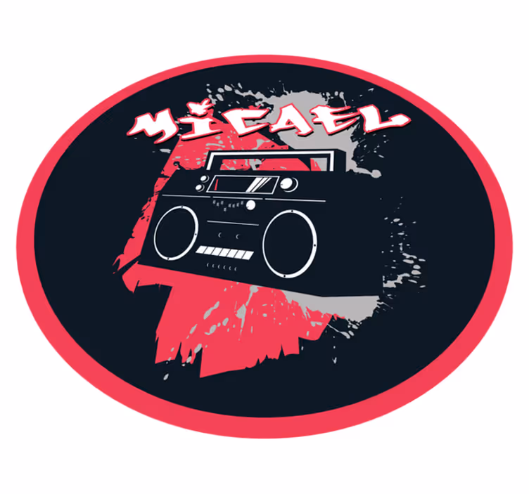 Βινυλιακό χαλί με όνομα θέμα ρετρό boombox - TenStickers
