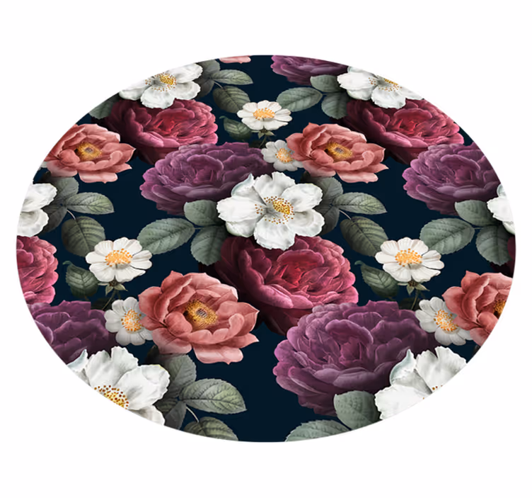 λευκό λουλούδι πέταλα μοτίβο floral χαλί - TenStickers