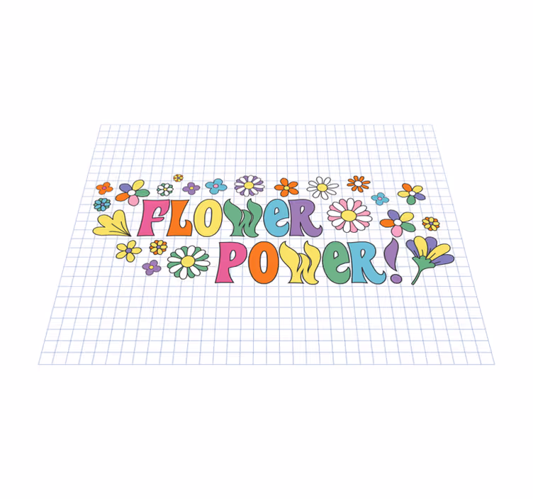 λουλούδι power σλόγκαν vintage χαλί - TenStickers