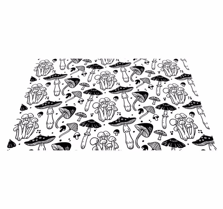 μαύρο χέρι μανιτάρια μοτίβο floral χαλί - TenStickers