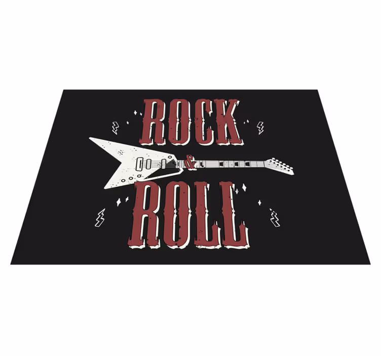 Rock n' roll με σχέδιο κιθάρας χαλί κρεβατοκάμαρας - TenStickers
