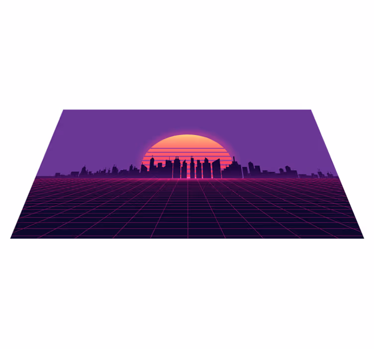Vaporwave ηλιοβασίλεμα 80s στυλ vintage χαλί δαπέδου - TenStickers