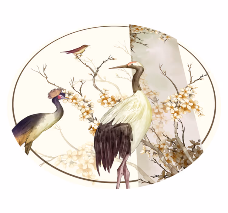 κλαδιά και πουλιά chinoiserie ζώο χαλάκι - TenStickers