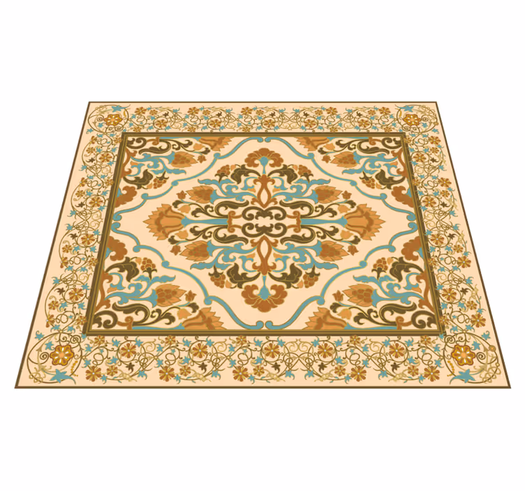 Βινυλιακό χαλί τραπεζαρίας μπεζ σχέδιο μάνταλα - TenStickers