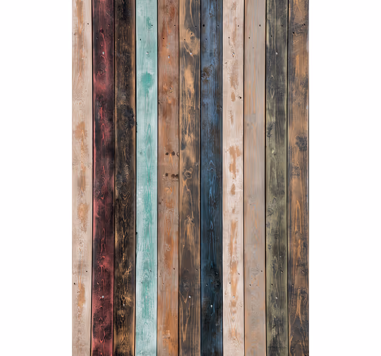 Διακοσμητικό ταπετσαρία πολύχρωμες βαμμένες σανίδες - TenStickers