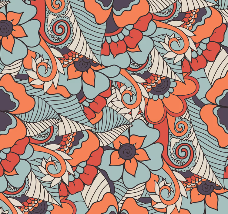 σαλόνι ταπετσαρία floral paisley - TenStickers