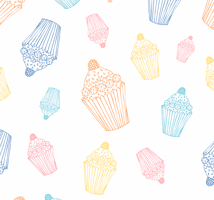ταπετσαρία κουζίνας πολύχρωμο cupcakes ταπετσαρία - TenStickers